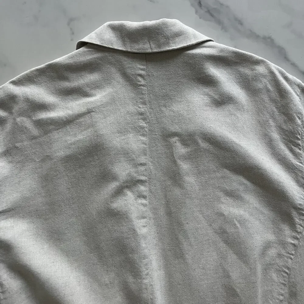 Free People Simply Perfect Linen Blazer Natural Tan Medium Oversized Jacket M